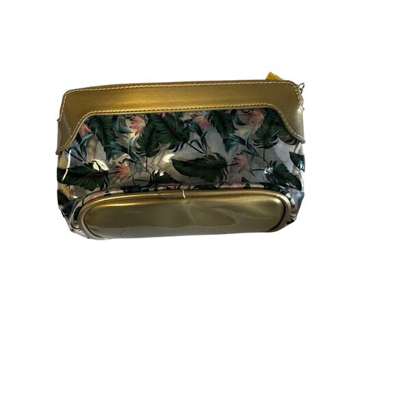 Frida Kahlo Tropical Floral Pouch – Gold Trim Makeup Bag - Picture 3 of 6